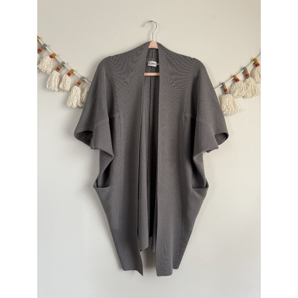 Reset RlLabel 100% Wool Dolman Sleeve Open Front Cocoon Cardigan Minimalist L/XL
